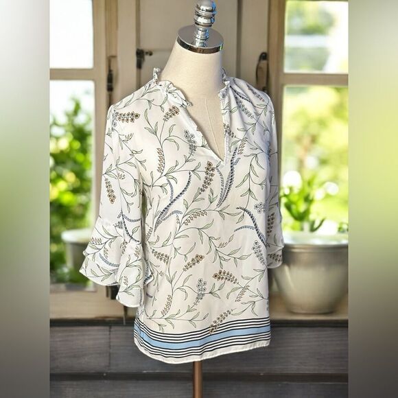 Ann Taylor Floral Tiered sleeve Flowy Blouse Size XS - Picture 6 of 14